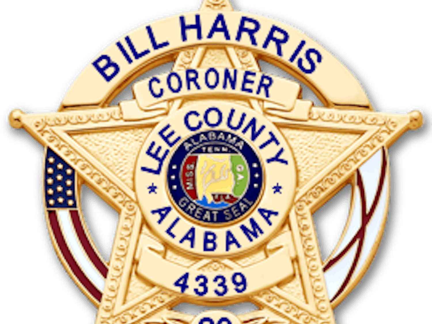 Lee County Coroner Bil Harris' badge. 
