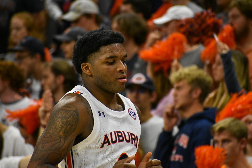 Nov. 9, 2021; Auburn, Alabama; K.D. Johnson (0) backtracks to get back on defense in a match between Auburn and Morehead State in the Auburn Arena.