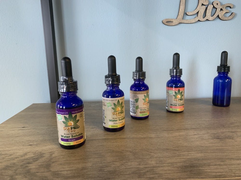 CBD products sit on the shelf at Your CBD Store in Auburn, Ala. on Feb. 7, 2019