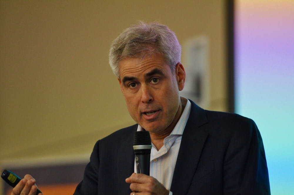 Jonathan Haidt speaks during his talk for the Critical Conversation Speaker Series at Auburn University on Thursday, Oct. 4, 2018 in Auburn, Ala.