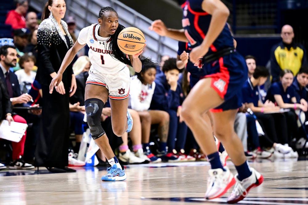 STORRS, CT - MARCH 21 - Auburn's Celia Sumbane (1) during the game between the (11) Auburn Tigers and the (11) Arizona Wildcats at Gampel Pavilion in Storrs, CT on Thursday, March 21, 2024.

Photo by David Gray/Auburn Tigers