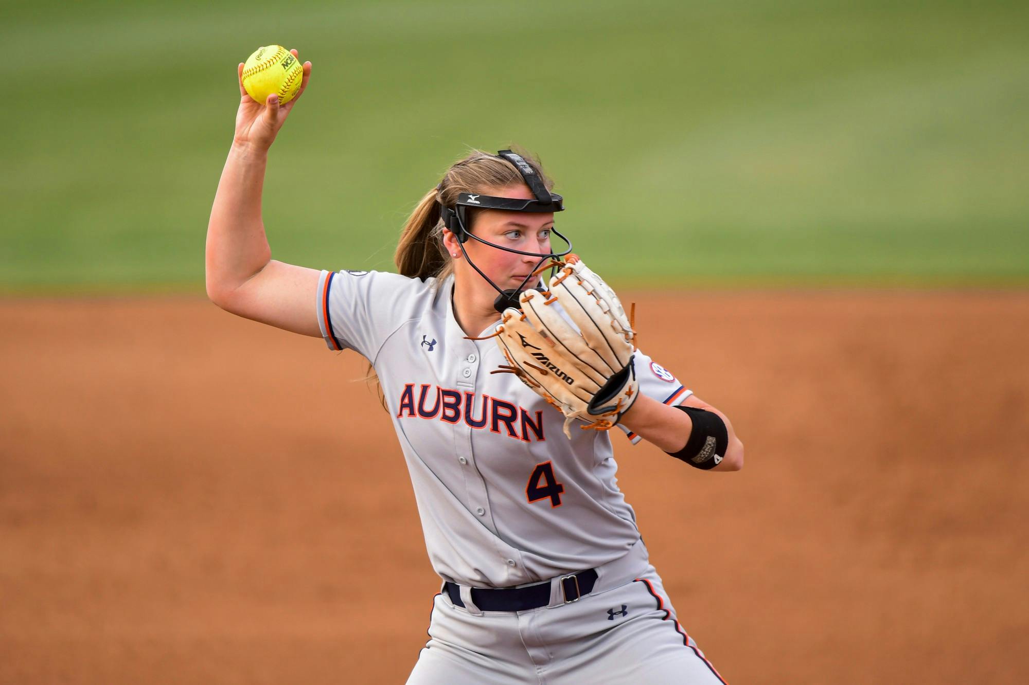 Maddie Penta (4) throws to first softball vs alabama st 20210413 _SAL0219 edited.JPG