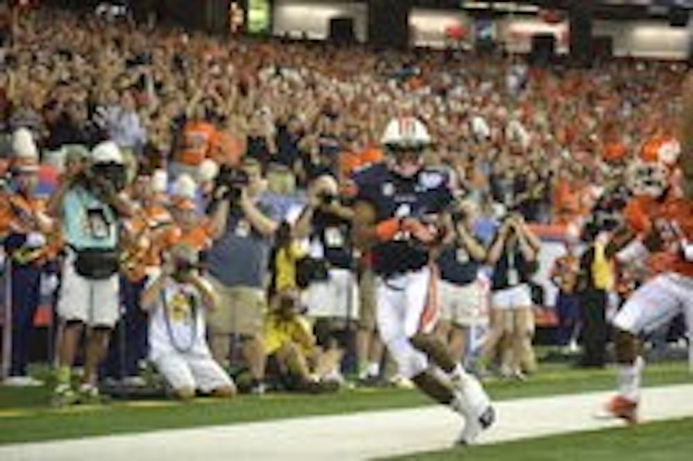 Trovon Reed catches a pass out of bounds.