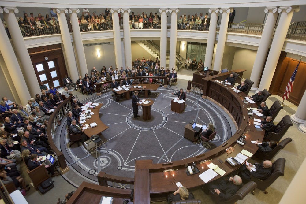 Embattled Alabama Chief Justice Roy Moore testifies during his ethics trial at the Alabama Court of the Judiciary at the Alabama Judicial Building in Montgomery, Ala., on Wednesday September 28, 2016.