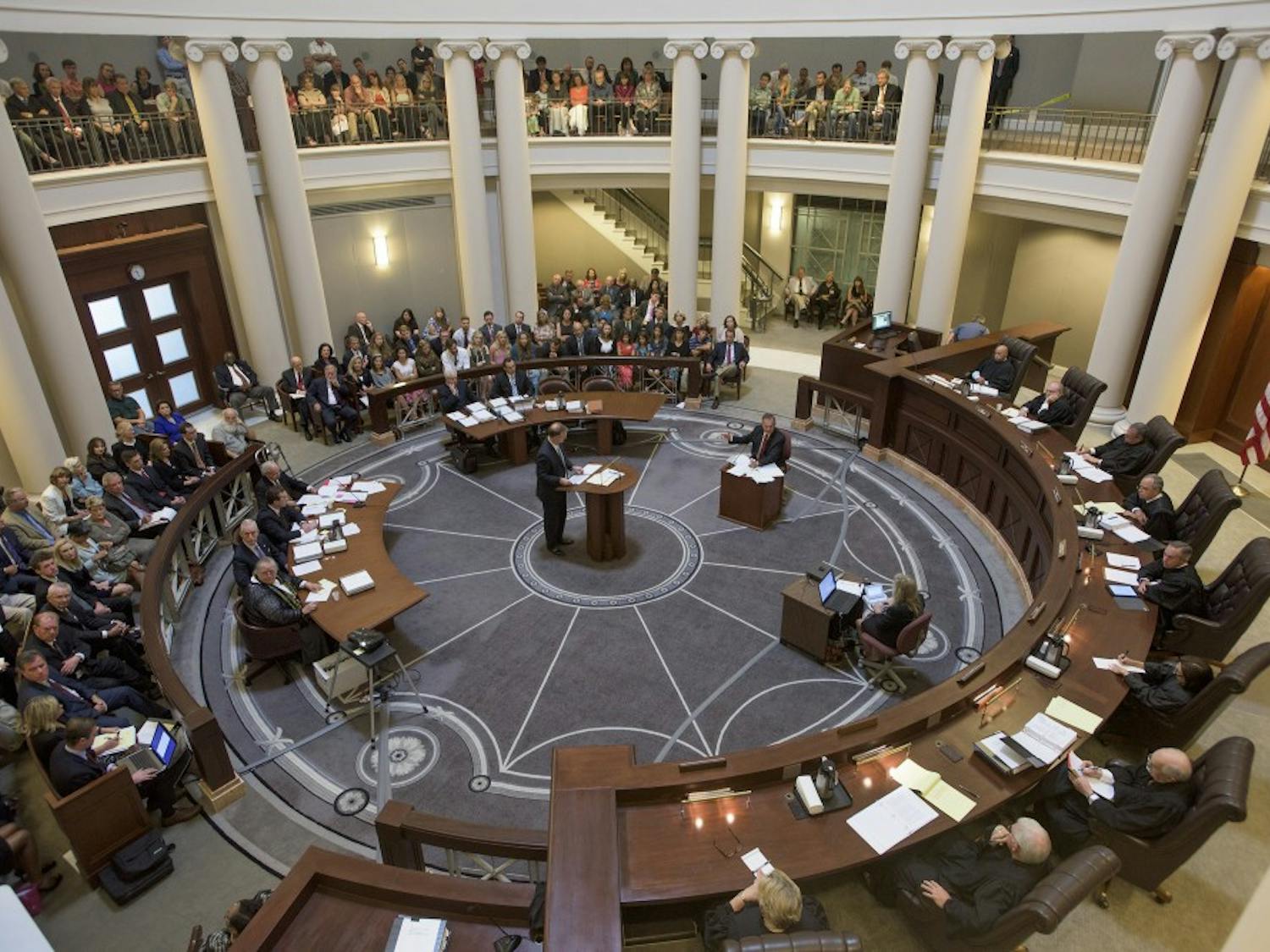 Embattled Alabama Chief Justice Roy Moore testifies during his ethics trial at the Alabama Court of the Judiciary at the Alabama Judicial Building in Montgomery, Ala., on Wednesday September 28, 2016.