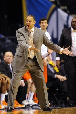 Auburn coach Tony Barbee reacts to a refs call in the first half versus Texas A&M March 13. (Courtesy of Todd Van Emst)