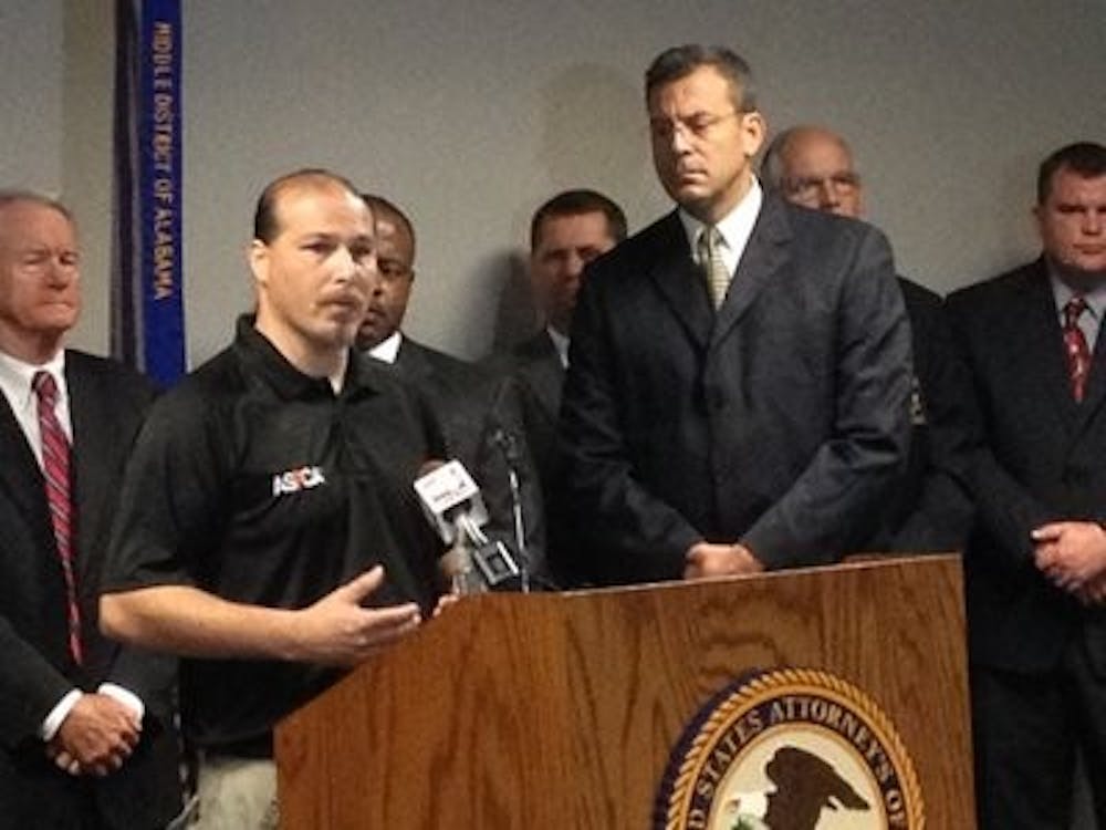 Tim Rickey, vice president of the investigative department for the American Society for the Prevention of Cruelty to Animals discusses the raid Monday, Aug. 26. (Derek Herscovici / CAMPUS WRITER)