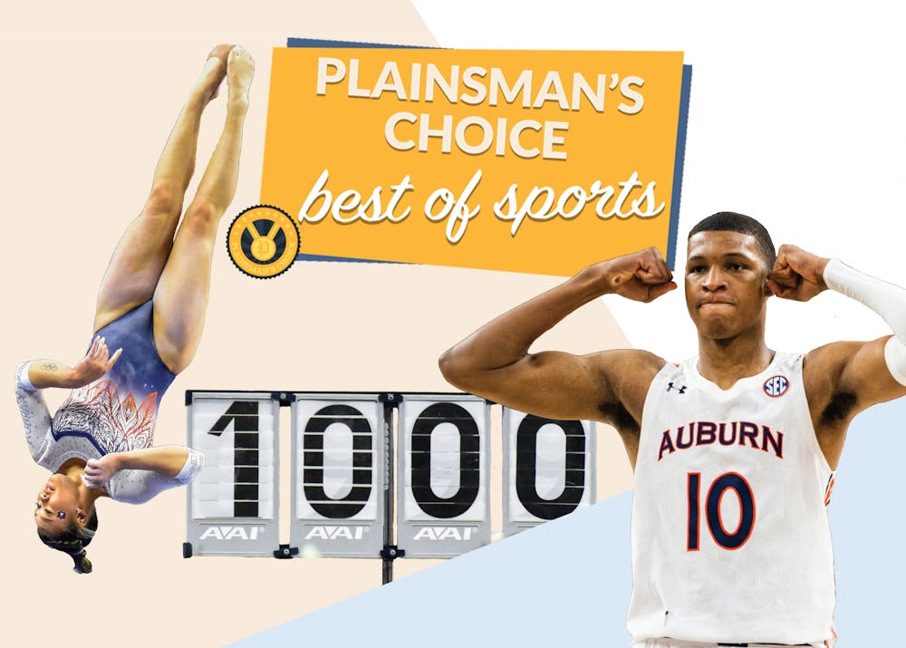 <p>Suni Lee and Jabari Smith were named the 2022 Plainsman's Choice female and male athletes of the year. (Designed by Evan Mealins)</p>