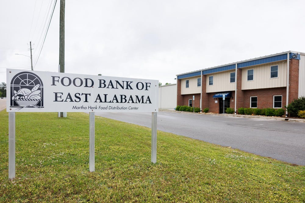 <p>The entrance sign to the Food Bank of East Alabama on Sunday, April 5, 2026 in Auburn, Ala.</p>