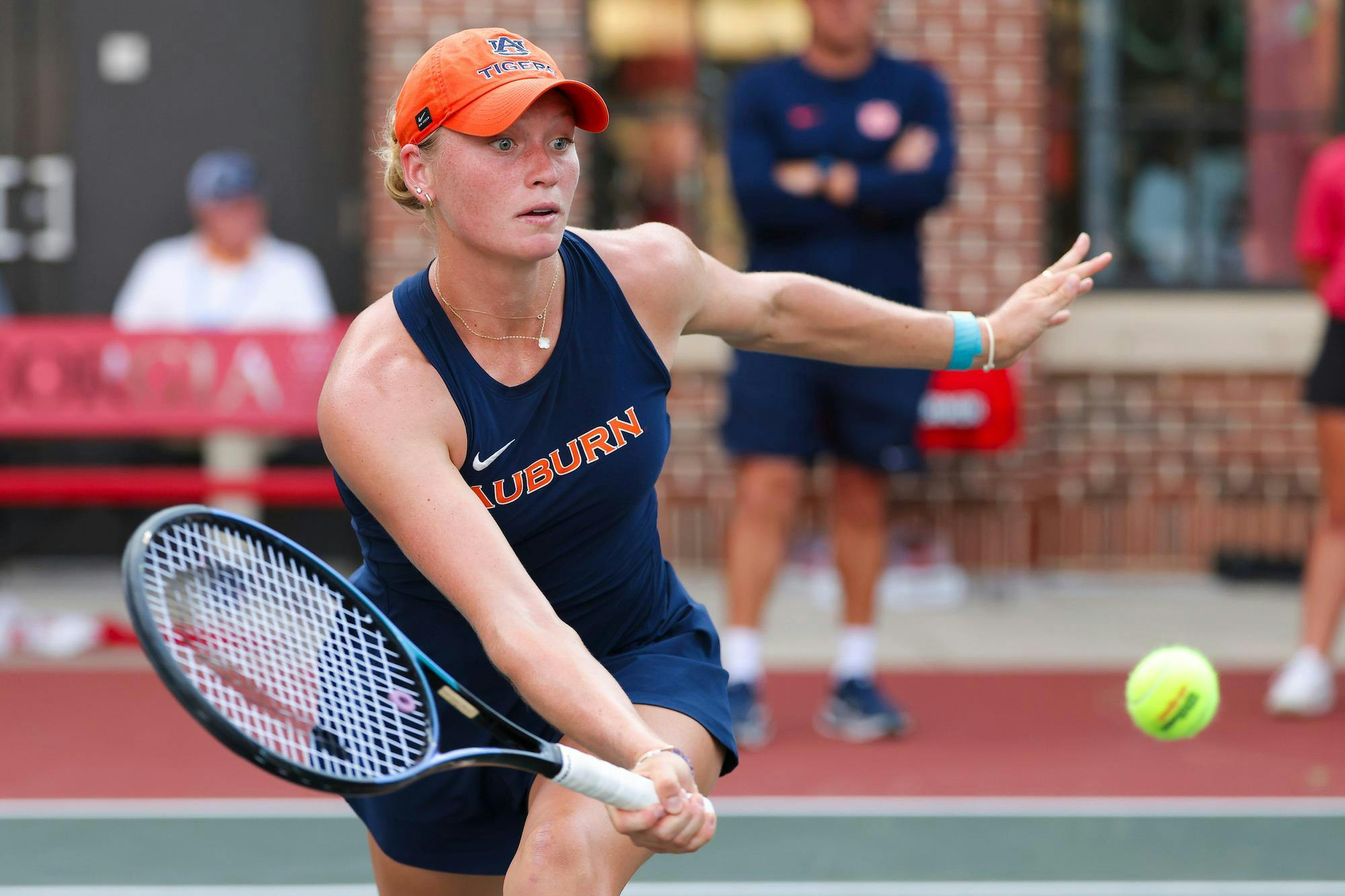 ATHENS, GA - MAY 17 - Auburn’s DJ Bennett during the game between the (#ranking) Auburn Tigers and the (#ranking) Texas A&M Aggies at Dan Magill Tennis Complex in Athens, Georgia, on Sunday, May 17, 2026. Photo by Zach Bland/Auburn Tigers