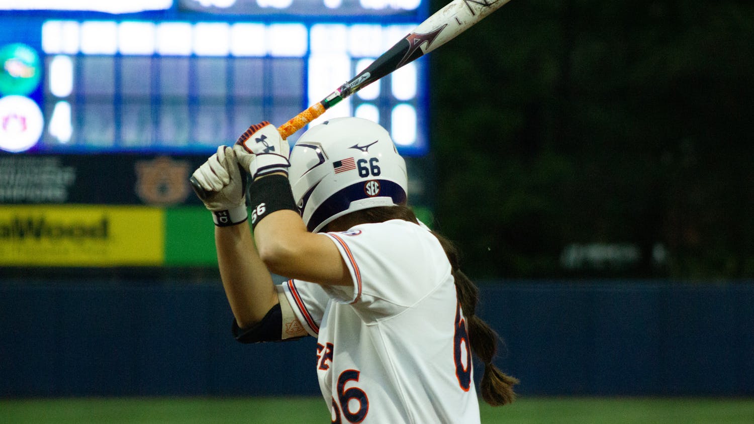 Annabelle Widra (#66) bats for Auburn Softball against UAB on March 9, 2024