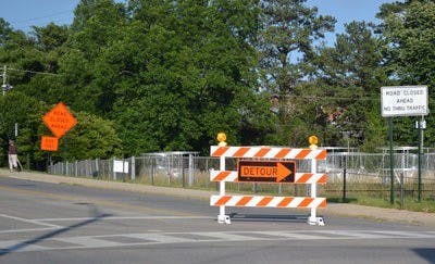 A portion of West Samford Avenue will be closed until July 27, 2012. (Danielle Lowe / PHOTO EDITOR)