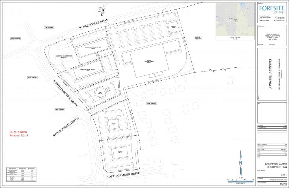 A conceptual master plan for the commercial development near Donahue Ridge in Auburn, Ala.&nbsp;