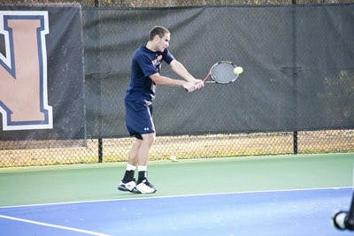Alex Stamchev practices with a teammate. Auburn's next match is away against Virginia Friday. (Danielle Lowe / ASSISTANT PHOTO EDITOR)