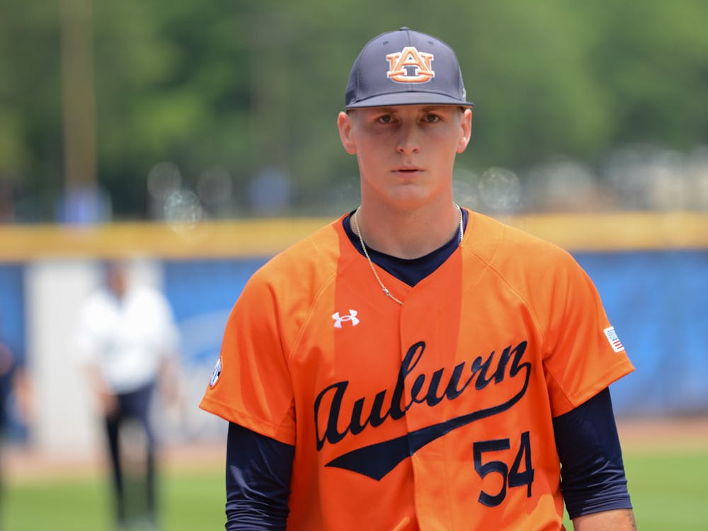 Pitcher Konner Copeland ahead of Auburn's baseball game against Alabama at the SEC Tournament in Hoover, Alabama, on May 25, 2023.