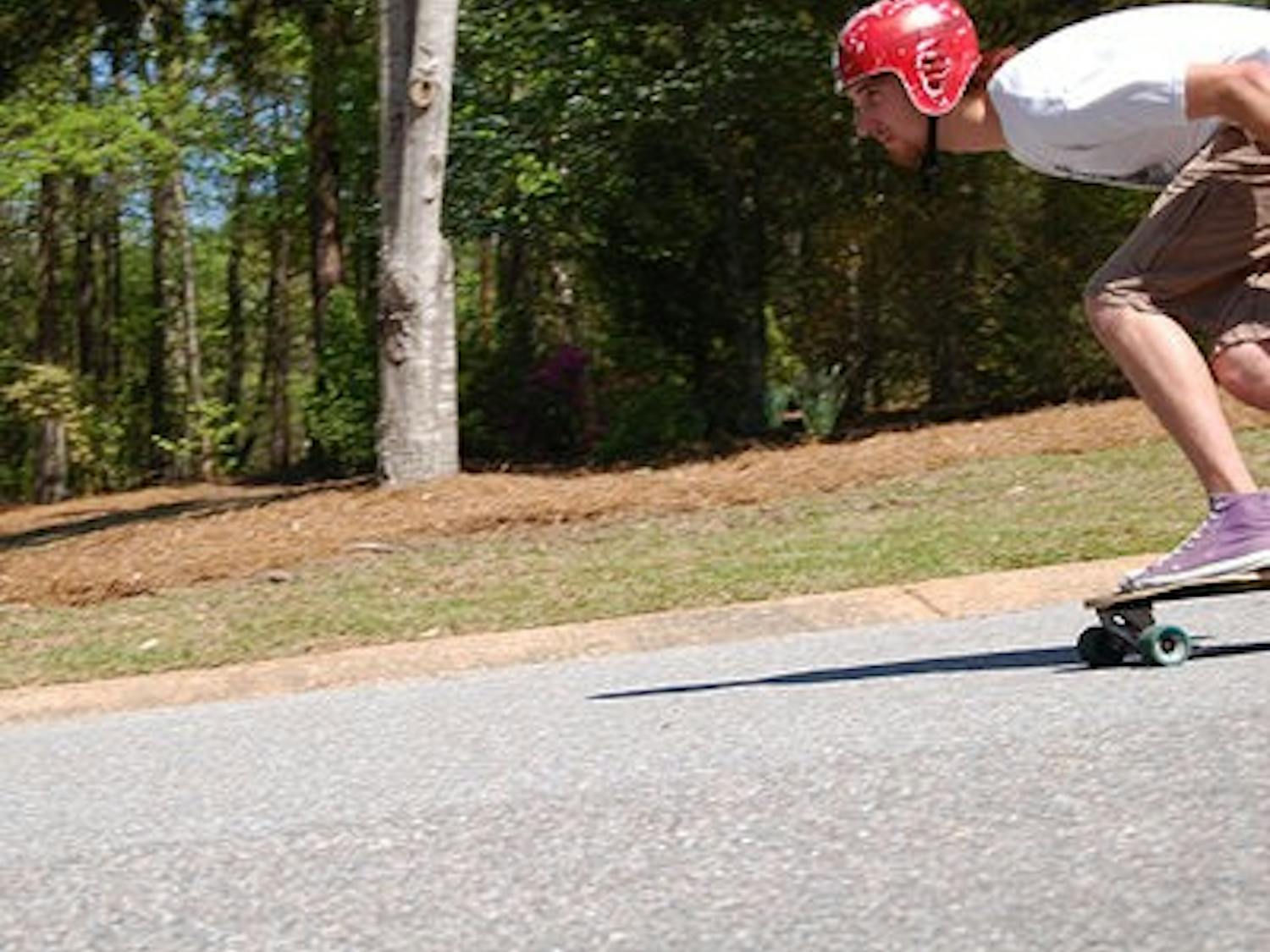 Richie Kesseli uses proper stance to achieve speeds up to 50 miles per hour.