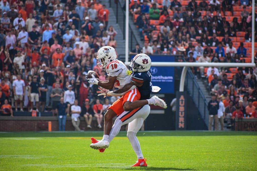 <p>Kayin Lee (4) defends ball against Mercer in Jordan - Hare Stadium on November 22, 2025.</p>