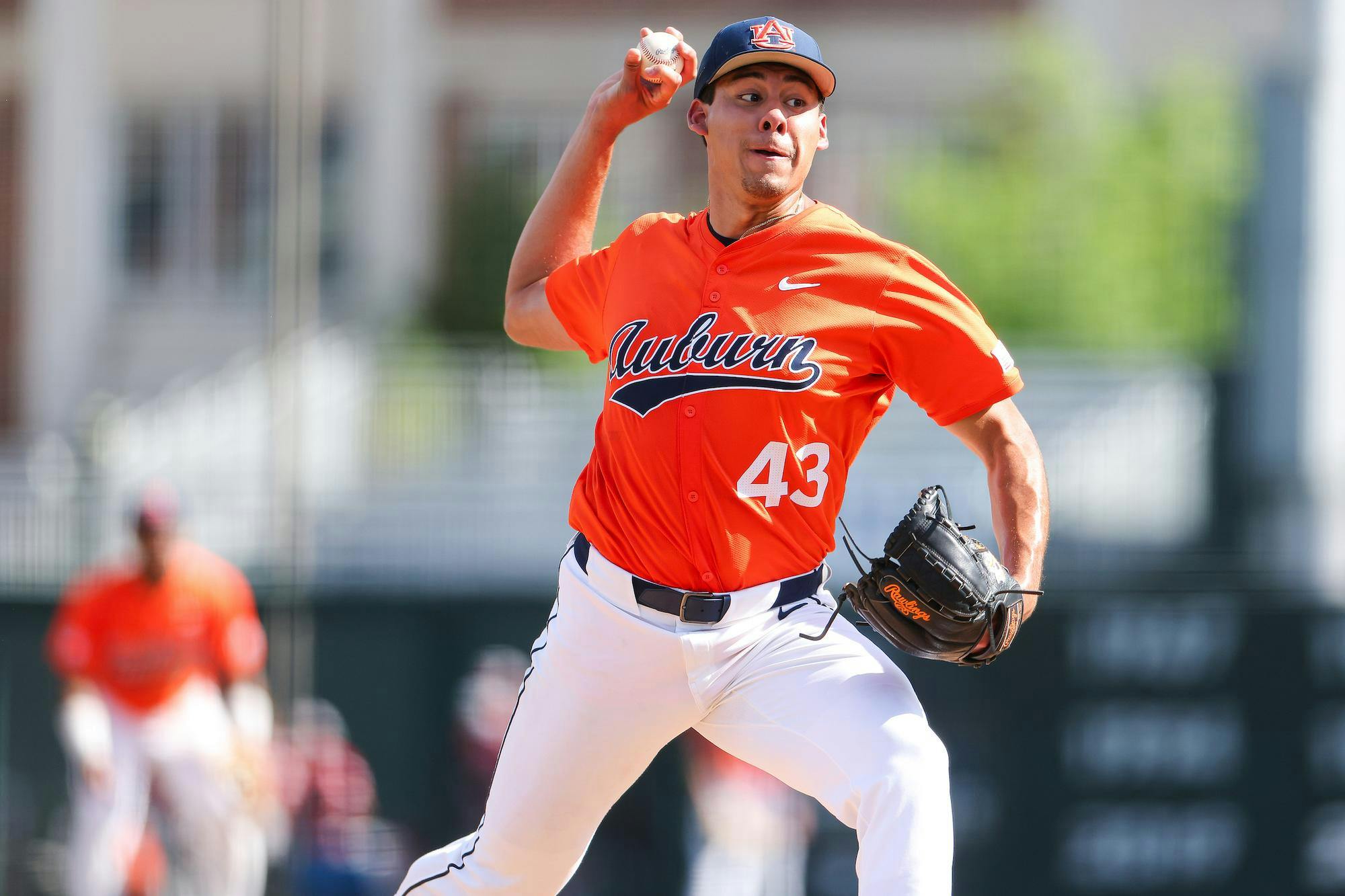 AUBURN, AL - APRIL 26 - Auburn's Alex Petrovic (43) - #6 Auburn Tigers vs. #9 Oklahoma Sooners at Plainsman Park in Auburn, AL on Sunday, April 26, 2026. Photo by Zach Bland/Auburn Tigers