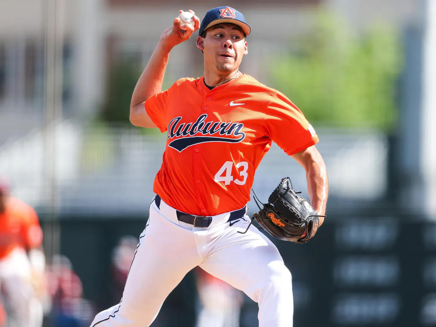 AUBURN, AL - APRIL 26 - Auburn's Alex Petrovic (43) - #6 Auburn Tigers vs. #9 Oklahoma Sooners at Plainsman Park in Auburn, AL on Sunday, April 26, 2026. Photo by Zach Bland/Auburn Tigers