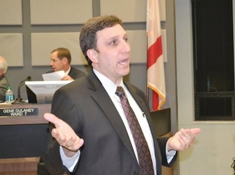 City Manager Charles Duggan Jr. spoke about increases in school funding. (Raye May / PHOTO EDITOR)