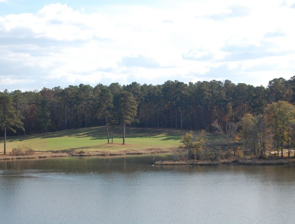 A view of Lake Saugahatchee from the 18th green of the Lake course at Robert Trent Jones Golf Trail at Grand National.
