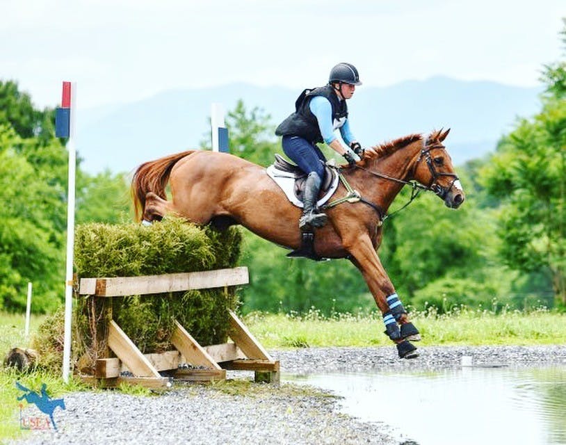 Sallie Johnson riding Looking Rosey on Cross-Country at the International CCI* level. Contributed by Sallie Johnson.