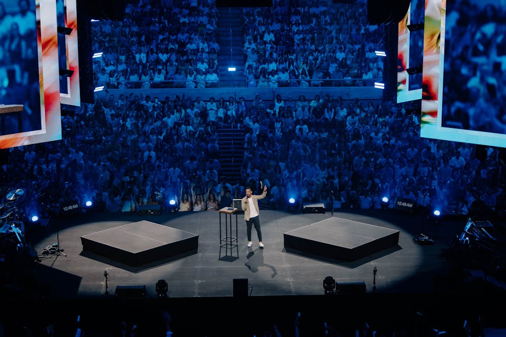 <p>Miles Fidell preaching at the ACC's Easter Sunday service on April 20, 2025.&nbsp;</p>