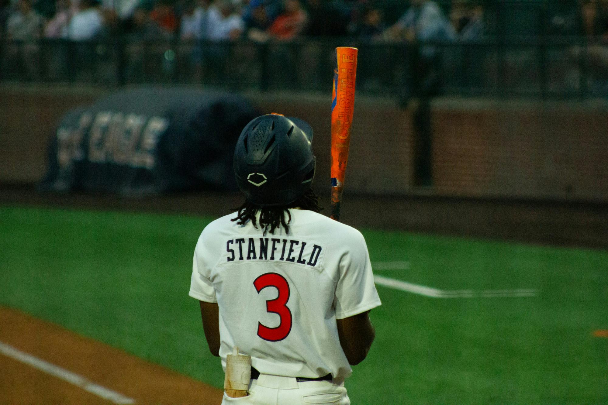 Chris Stanfield (number 3) batting for Auburn Baseball against Ole Miss on May 3, 2024