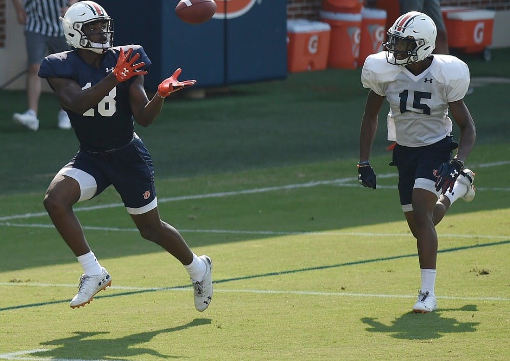 <p>Seth Williams (18) continues to stand out to his coaches and teammates this preseason. (Photo via&nbsp;@AuburnFootball on Instagram).</p>
