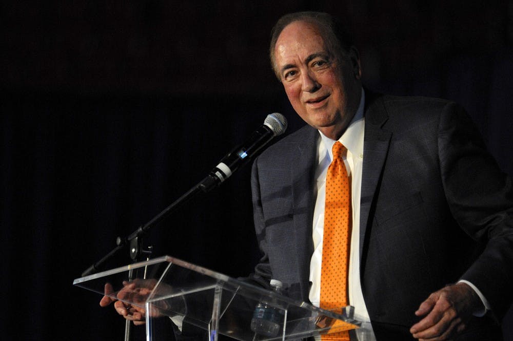 Auburn University President Jay Gogue speaks during&nbsp;a reception celebrating his legacy&nbsp;on Tuesday, May 23, 2017 in Auburn, Ala.&nbsp;