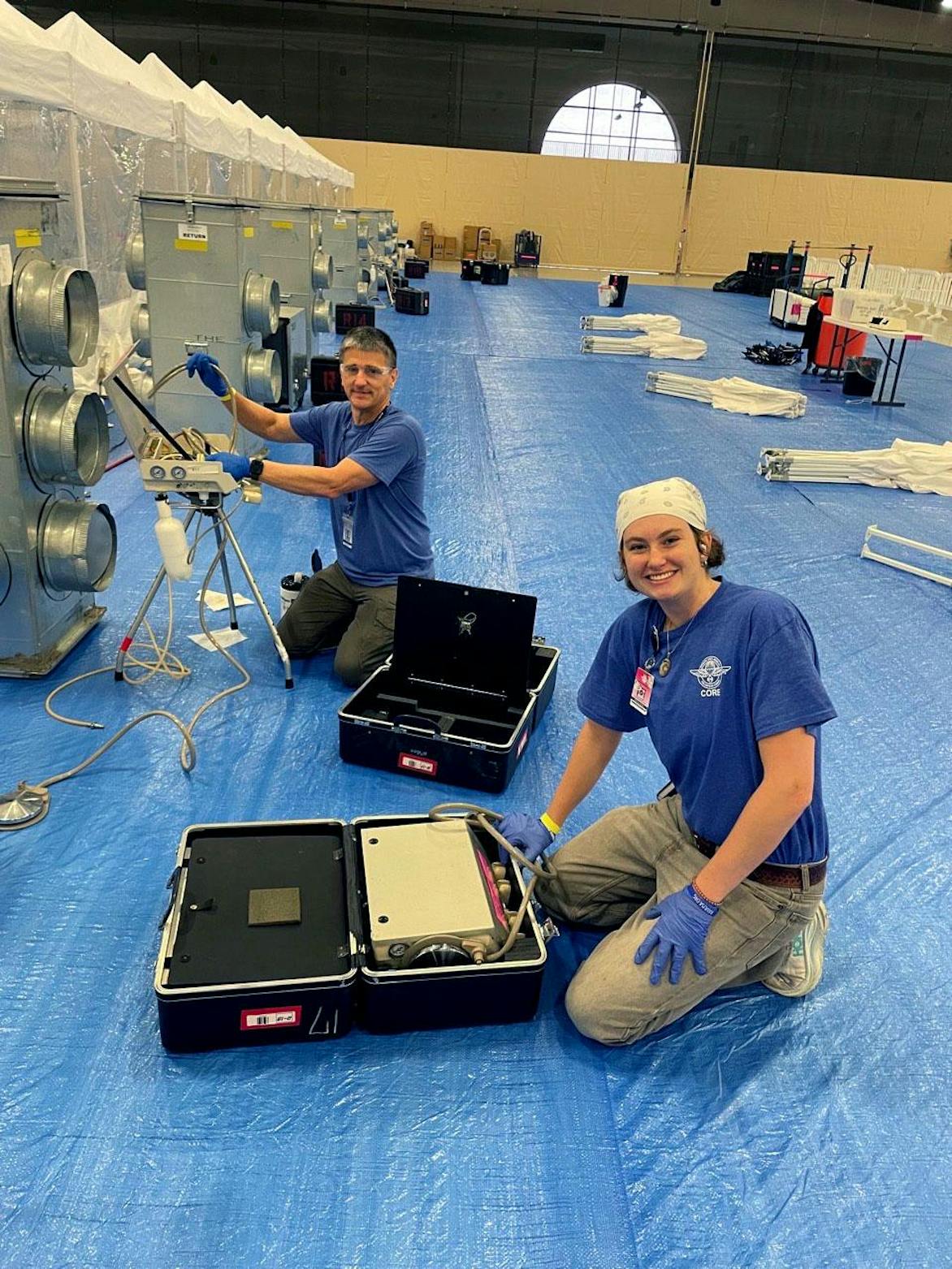 Volunteers set up Remote Area Medical's equipment for the free healthcare clinic in Montgomery. | Photo Contributed by Allison McCauley-Cook