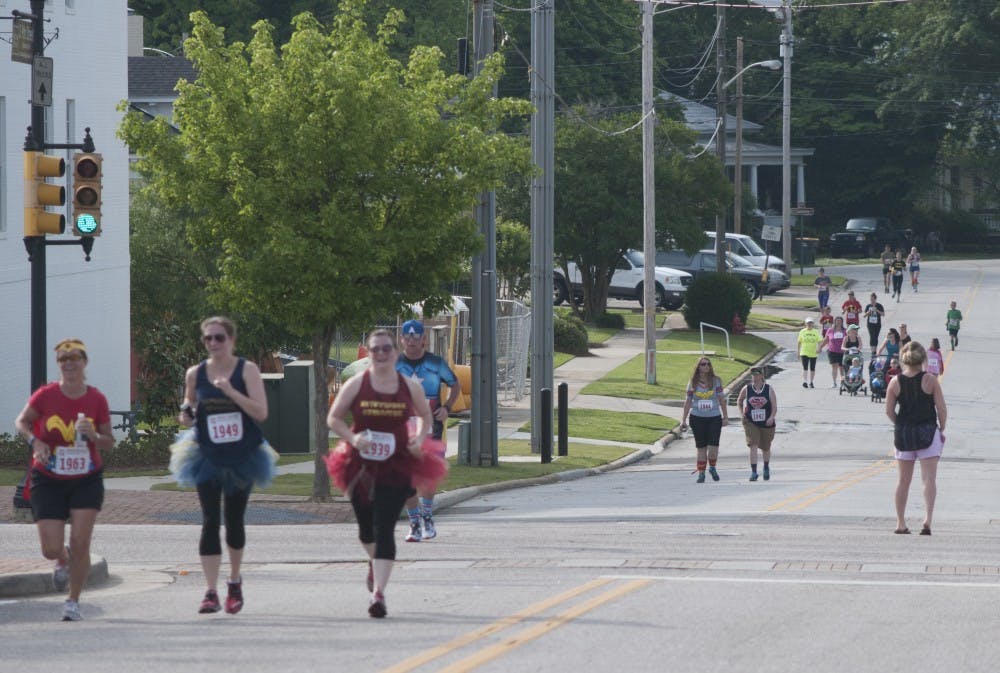 Runners&nbsp;at the 2016 Superhero Opelika 5k on Saturday, Apr., 30 in Opelika Ala.