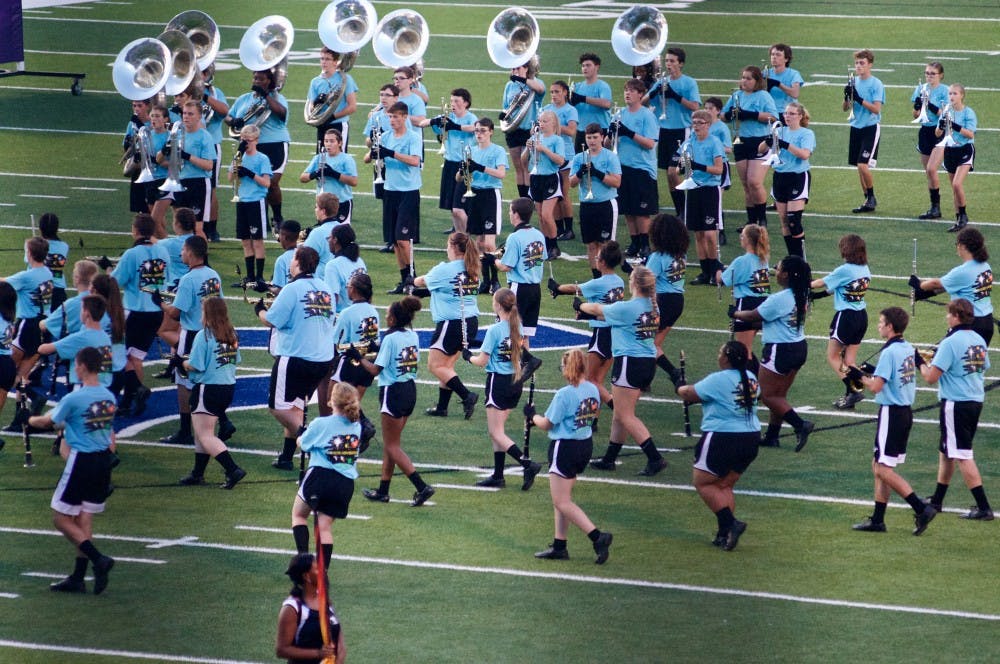 <p>Local high school bands perform during Band-O-Rama on Thursday, Aug. 23, 2018 in Auburn, Ala.</p>