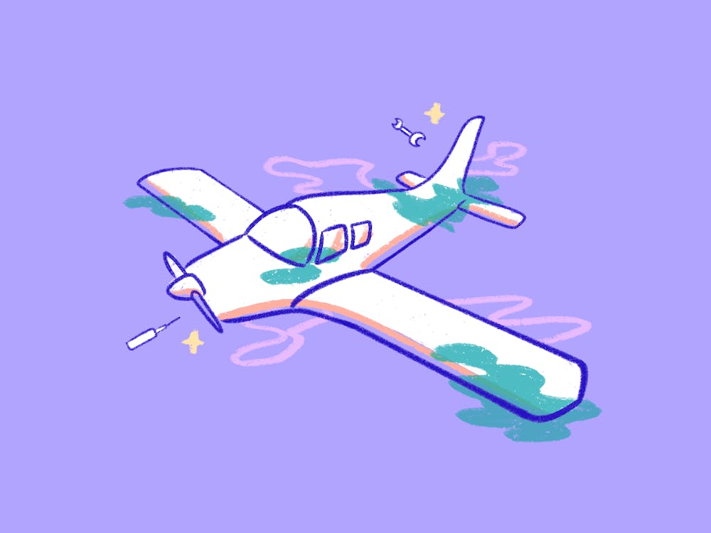 <p>Graphic of an airplane.</p>