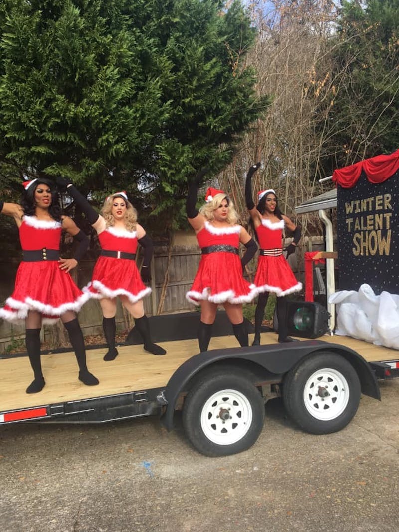 Drag Queens perform on the Pride on The Plains float at the Opelika Christmas Parade on Saturday, Dec. 7, 2019 in Opelika, Ala.