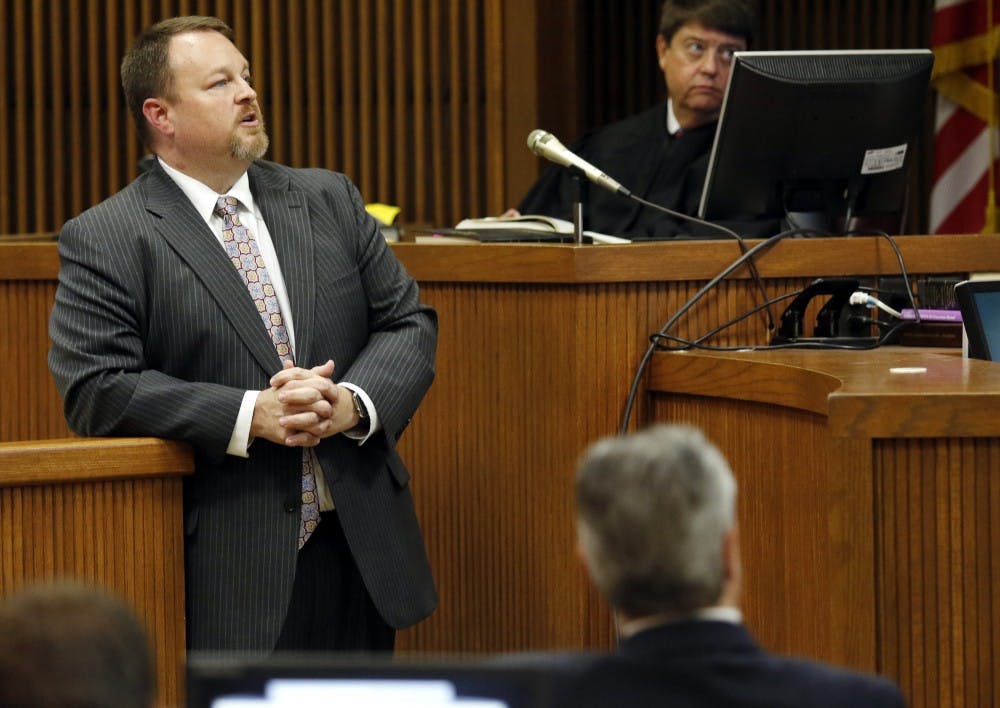 Defense attorney Lance Bell starts closing arguments in Alabama Speaker Mike Hubbard trial on Thursday, June 9, 2016  in Opelika, Ala.Todd J. Van Emst/Opelika-Auburn News/Pool