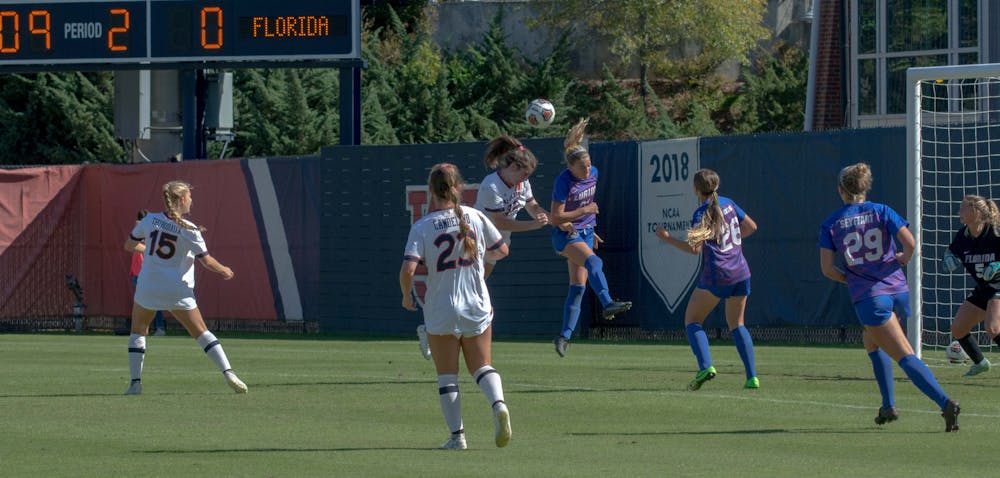 <p>Auburn, well into the second half, attempts another one of their many shots on goal against Florida&nbsp;</p>