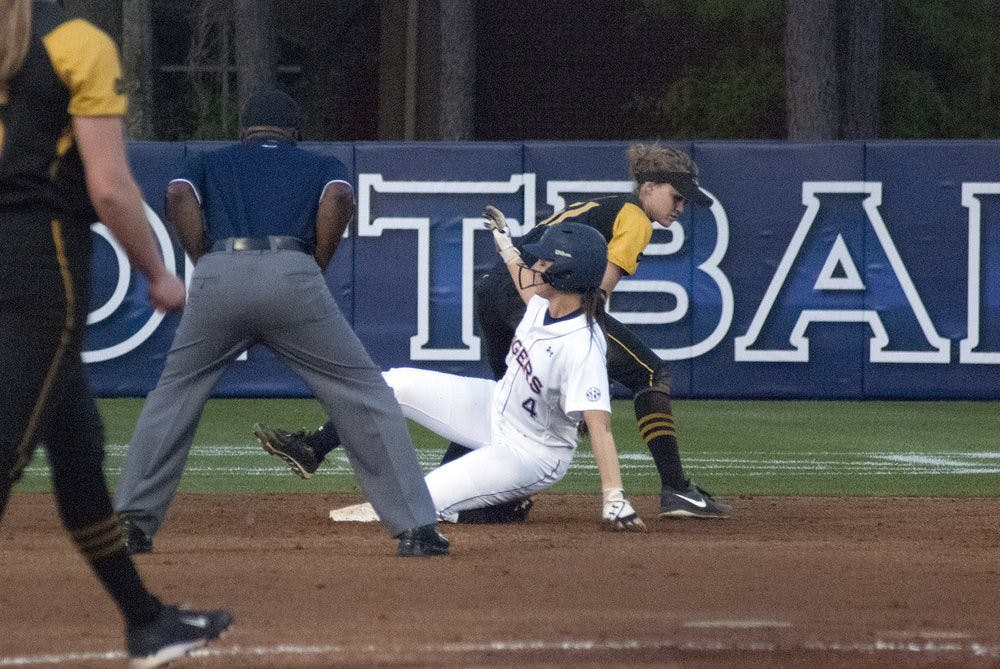Madi Gipson (#4) slides to second plate. (Emily Enfinger | Assistant Photo Editor)