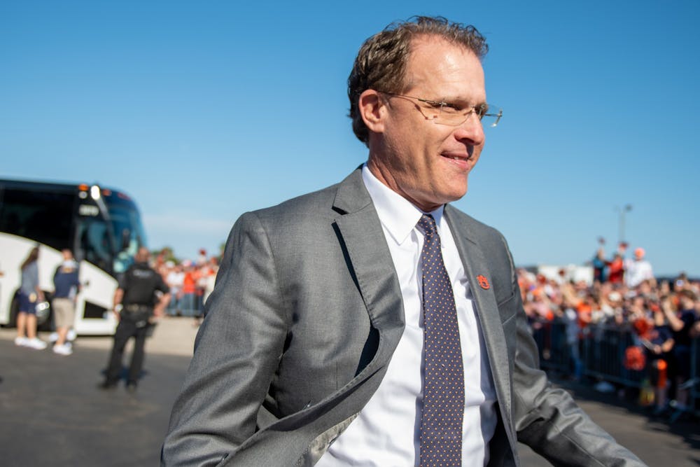 Gus Malzahn walks through the Tiger walk prior to the Outback Bowl vs Minnesota, on Wed, Jan. 1, 2020, in Tampa, Florida.