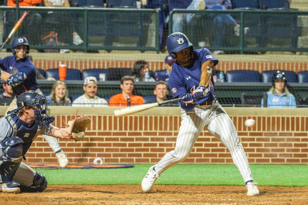 Freshman left fielder Bub Terrell swings against Samford on Feb. 25, 2025.