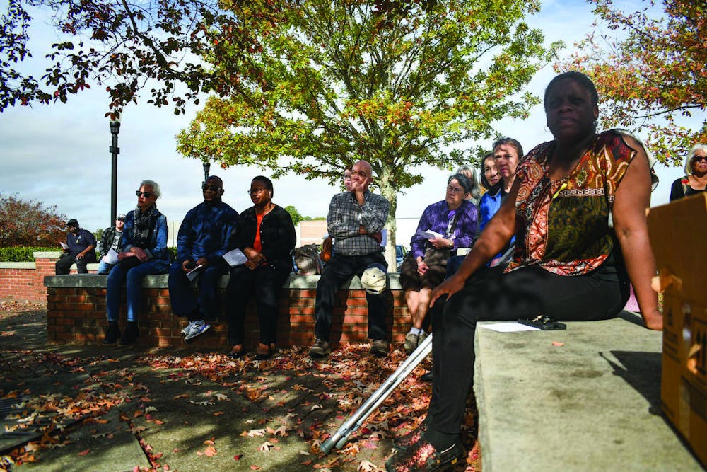 <p>Members of the Lee County Remembrance Project and the NAACP hold an inaugural Day of Remembrance on Nov. 5 at the Lee County Courthouse to honor and recognize victims of racial terror lynchings.</p>