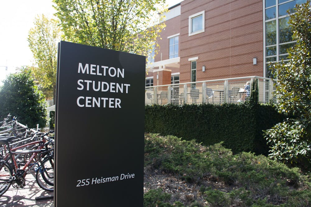 <p>Newly installed signage dedicates the Student Center to Harold Melton as seen on Oct. 21, 2020, in Auburn, Ala.</p>