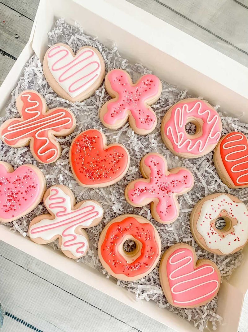 Attendees of Kristi's baking class took home these Valentine's Day themed cookie boxes.&nbsp;