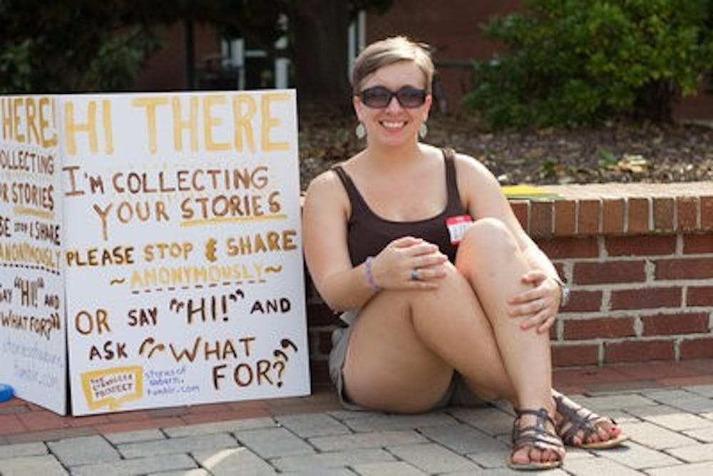 Liz Ball, creator of International Story Day, at Toomer's corner. (Jenna Burgess / ASSOCIATE PHOTO EDITOR)