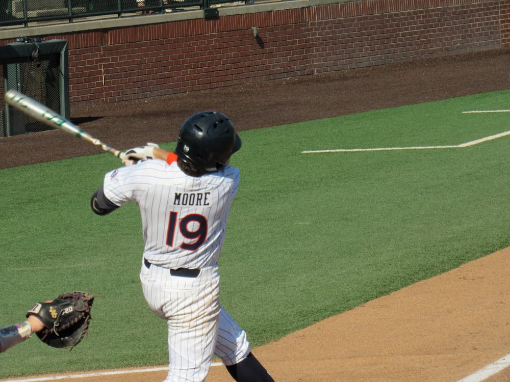 <p>Brody Moore (19) bats for Auburn against LSU at Plainsman Park on May 8, 2021; Auburn, AL</p>