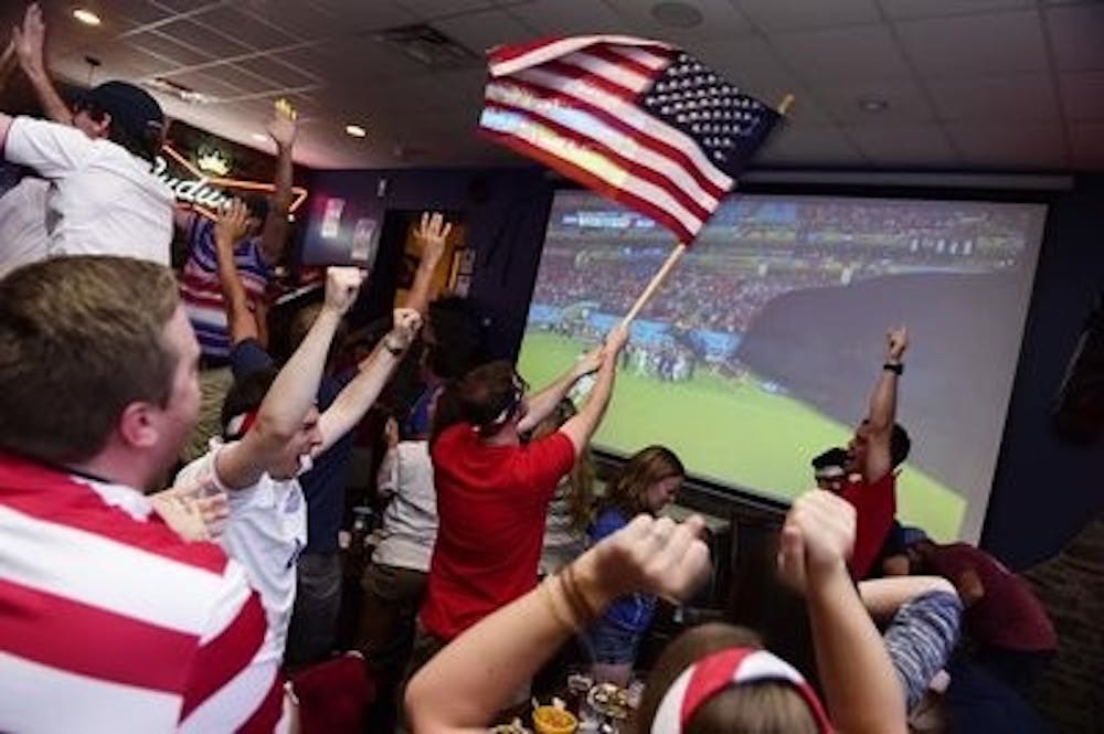 U.S. soccer fans celebrate Clint Dempsey's go-ahead goal against Portugal on Sunday, June 22, 2014. (Photo contributed by Zach Bland)