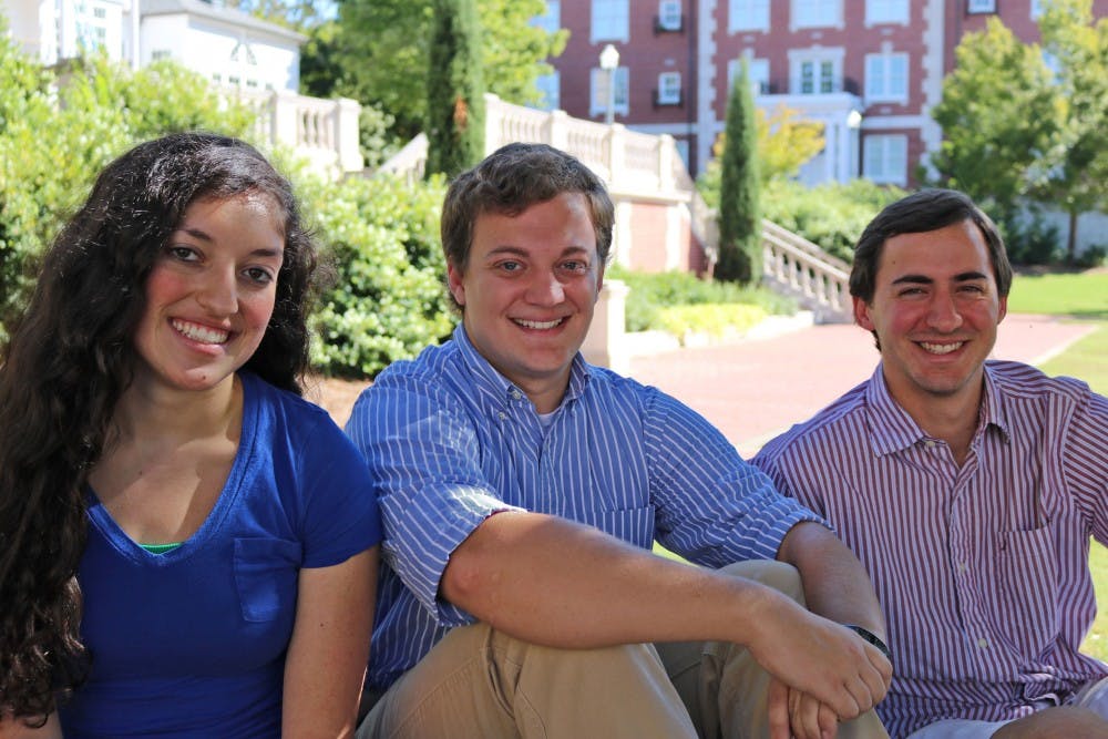 Three Auburn University seniors are nominees for the Rhodes Scholarship, which gives 32 of the most outstanding young scholars in the country an opportunity to study at the University of Oxford in the United Kingdom. Auburn’s nominees are, from left, Chloe Chaudhury of Auburn, Alabama, Blake Willoughby of Phenix City, Alabama, and Sean Bittner of Clearwater, Florida. (Contributed by Auburn University)