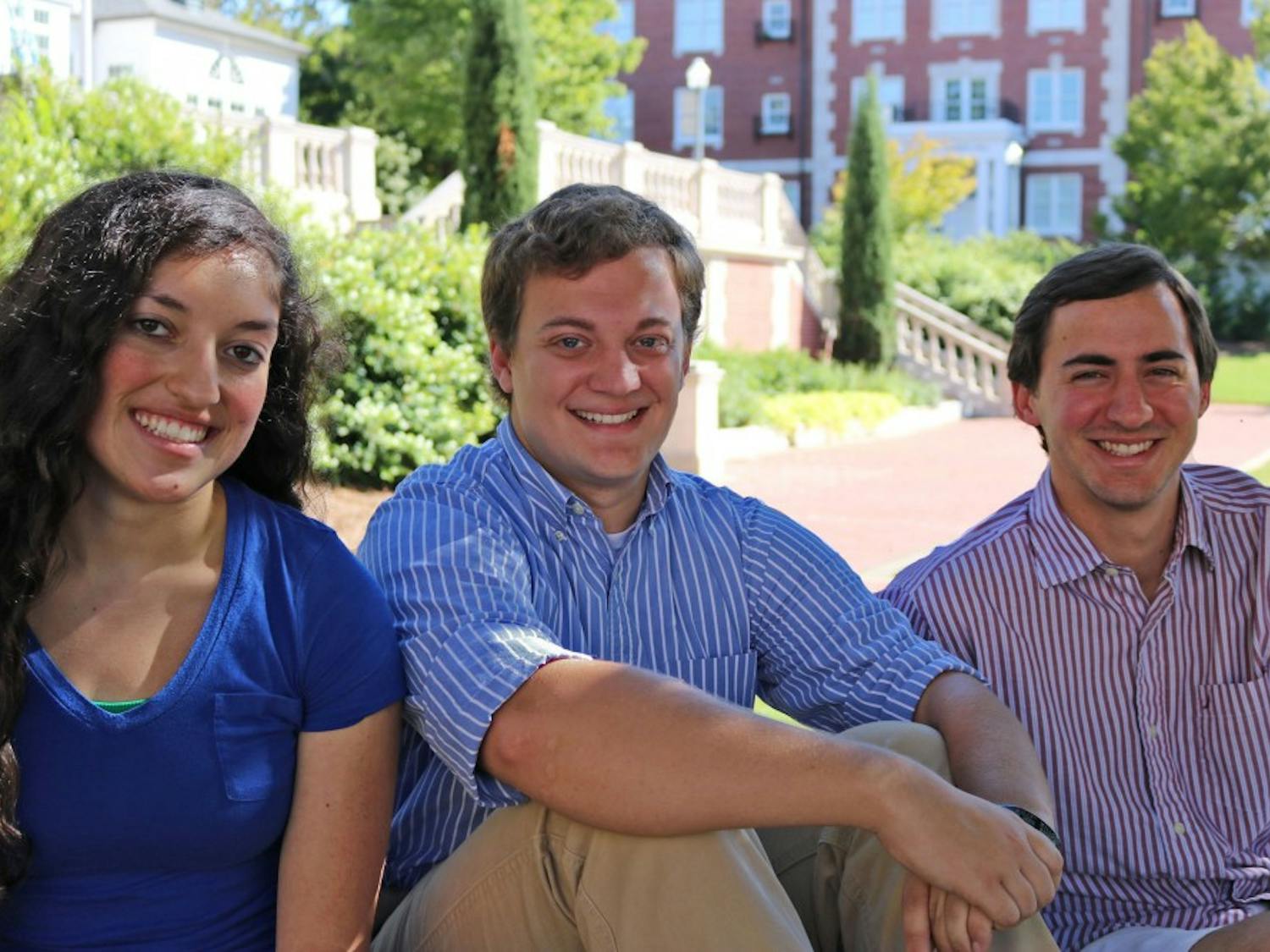 Three Auburn University seniors are nominees for the Rhodes Scholarship, which gives 32 of the most outstanding young scholars in the country an opportunity to study at the University of Oxford in the United Kingdom. Auburn’s nominees are, from left, Chloe Chaudhury of Auburn, Alabama, Blake Willoughby of Phenix City, Alabama, and Sean Bittner of Clearwater, Florida. (Contributed by Auburn University)