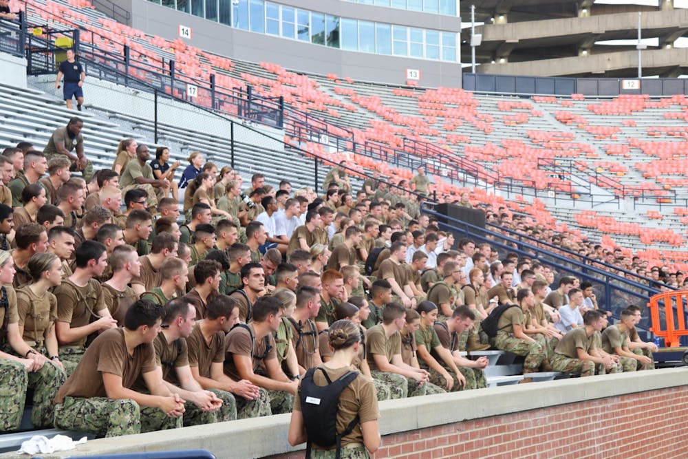 Auburn Universities NROTC holds a workout inside Jordan-Hare Stadium in order to honor victims of 9/11 on Sept. 8, 2021, in Auburn, Ala. 