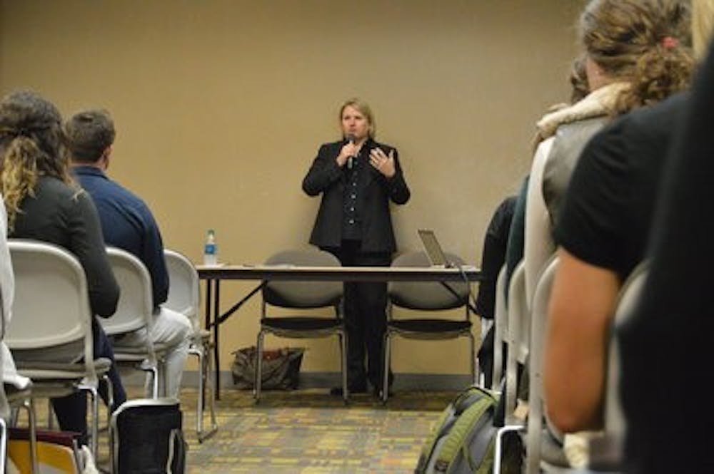 Maria Baugh, managing editor of Food Network Magazine speaks at Journalism Day. (Emily Enfinger | Assistant Photo Editor)